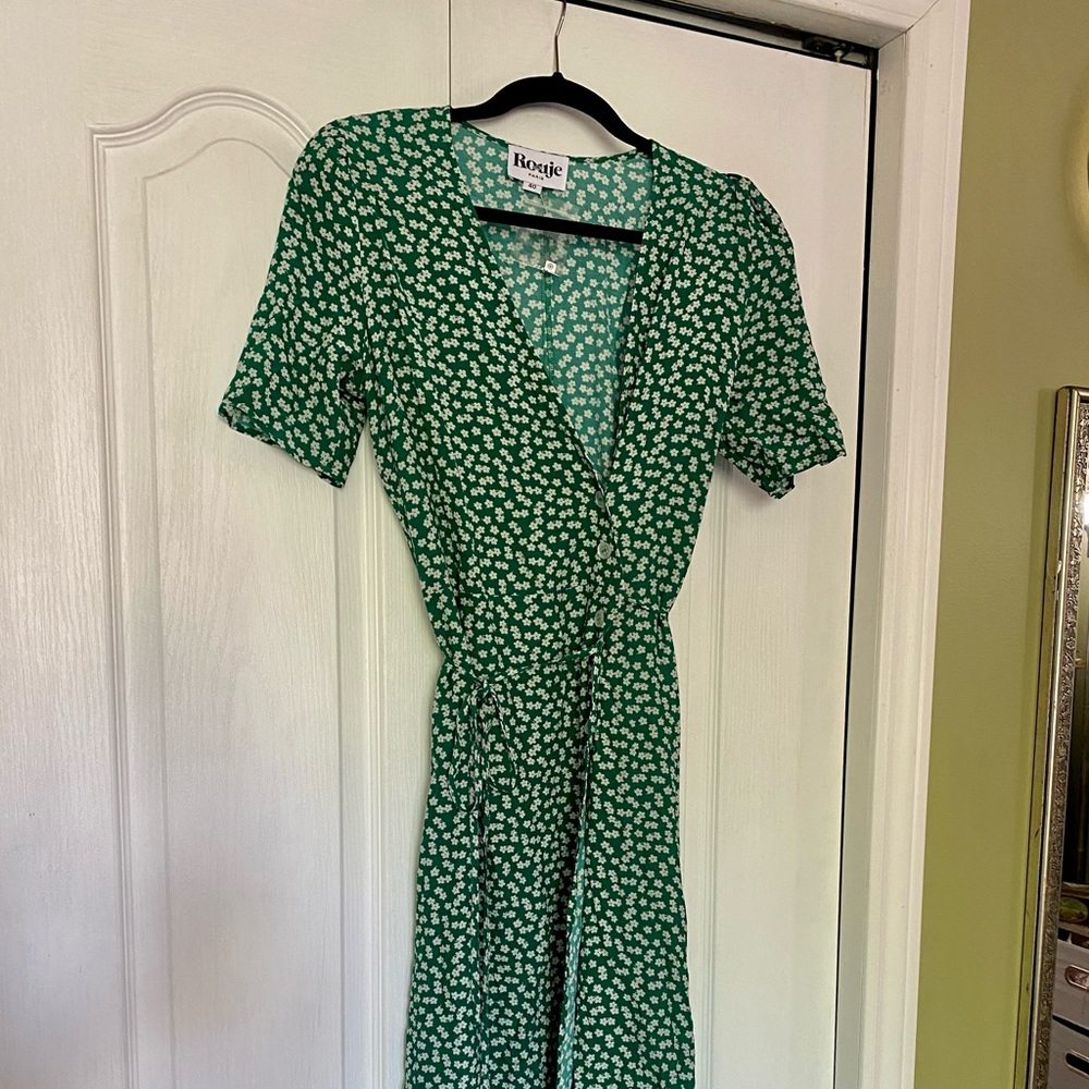 Rouje Gabin Midi Dress ~ Green Size 40 NWOT